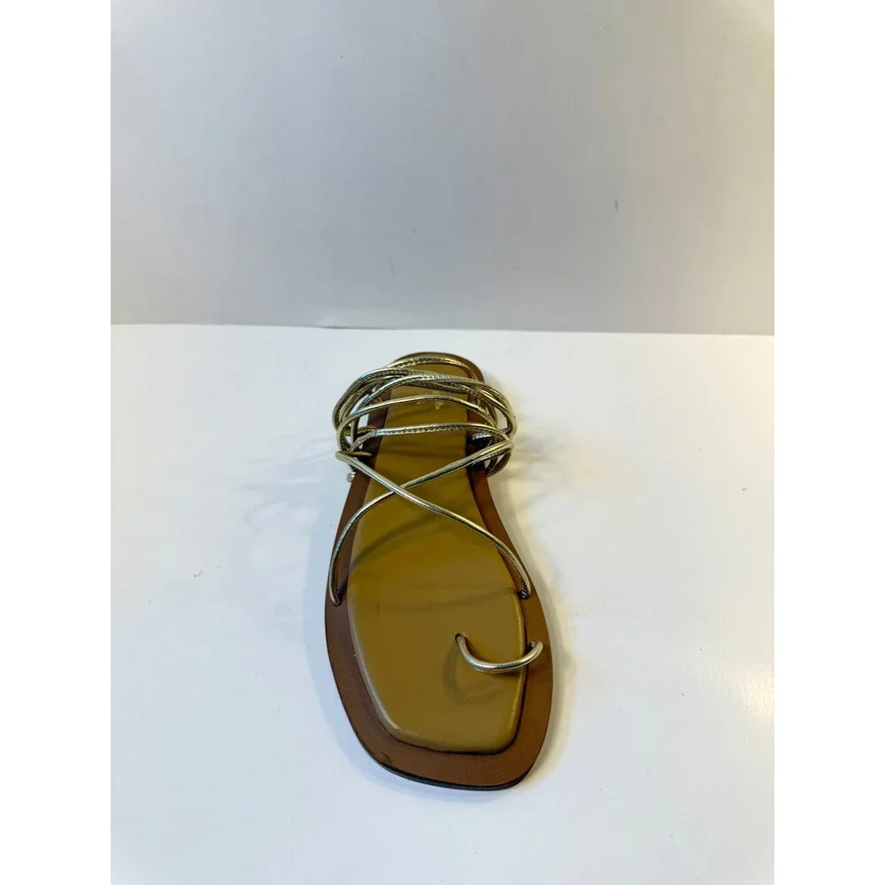Seychelles Womens Sandals Lilac Flat Light Gold Metallic Leather US 10